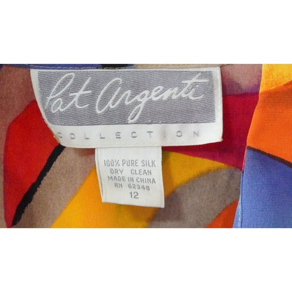 Vintage Silk Dress Abstract Pattern by Pat Argenti Collection Size 12 Pockets Si - Picture 2 of 10